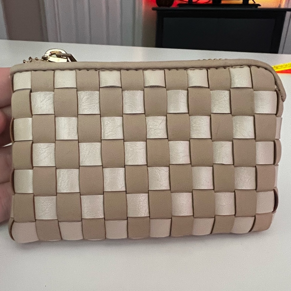 Woven Tan and Cream Card Holder
